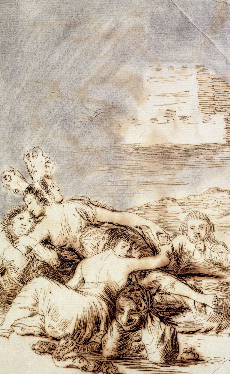 Hertuginden af Alba, en undertrykt plade med titlen "Dreams of Lies and Inconstancy", fra serien "Los Caprichos", 1797-99 af Francisco de Goya