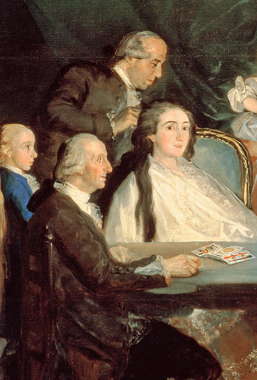Infant Don Luis de Borbons familie, 1783-84 olie på lærred, detalje af 214612 af Francisco de Goya