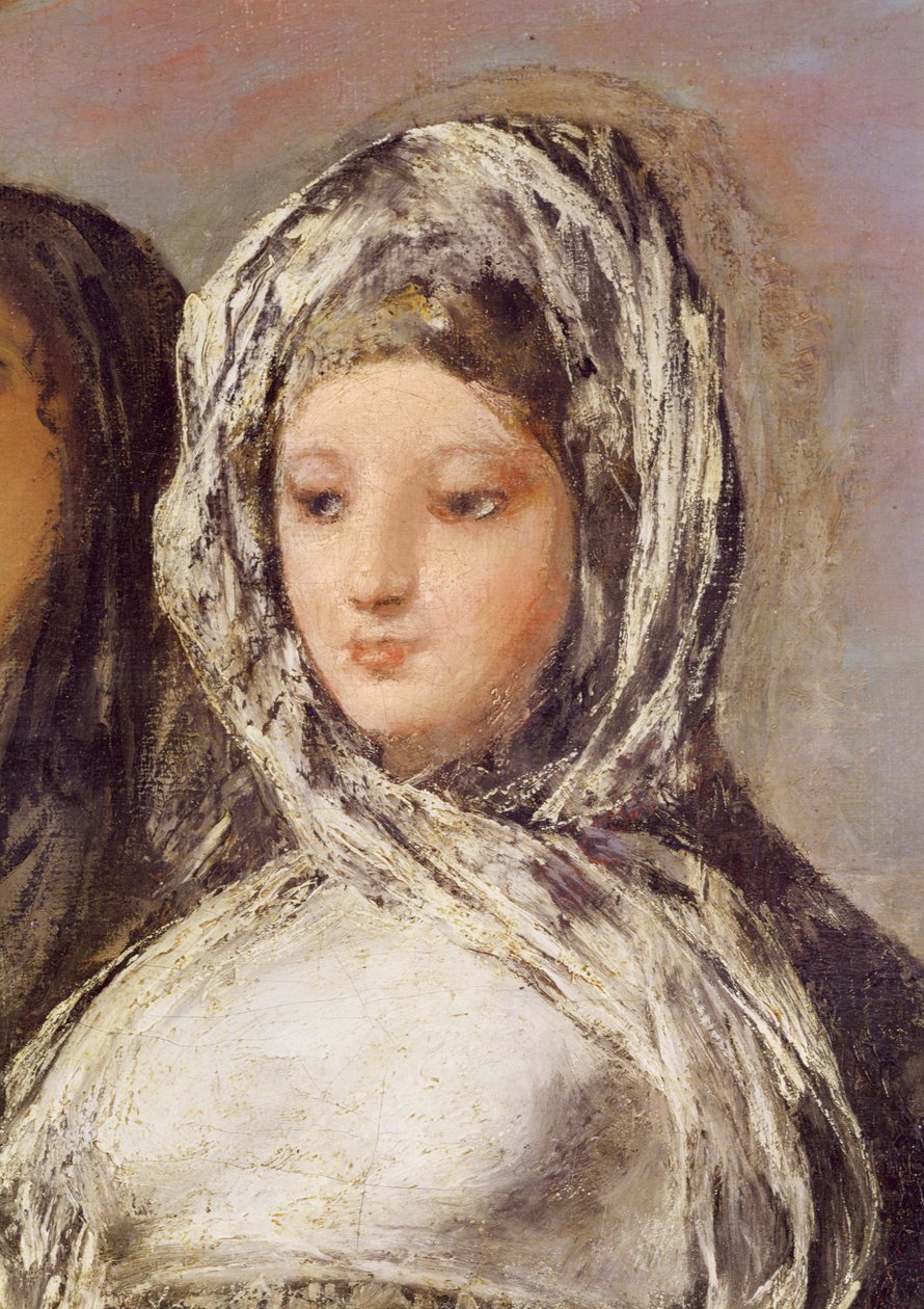 Brevet eller De unge piger (detalje af et ansigt), 1812-1819 af Francisco de Goya
