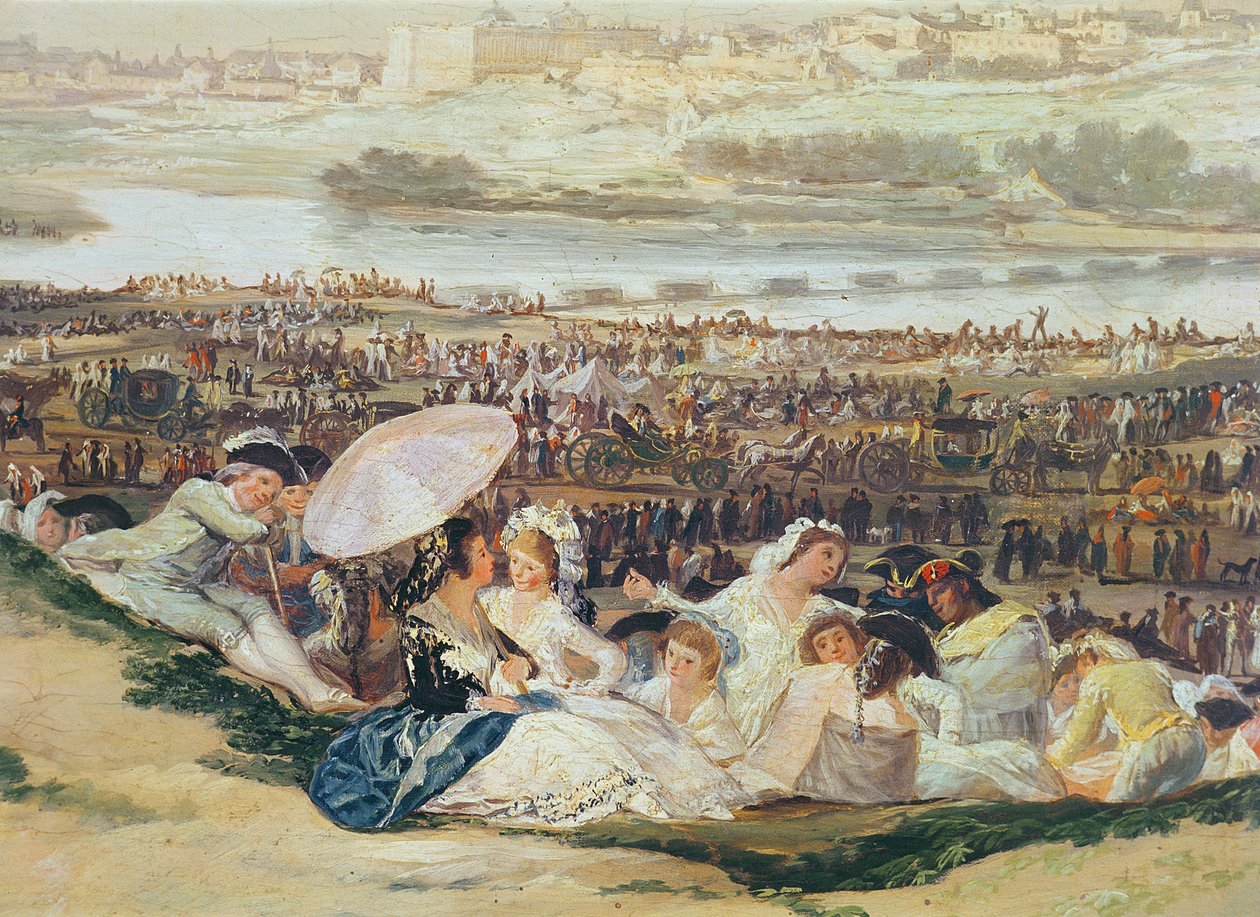 Engen ved San Isidro detalje af en gruppe med en parasol, 1788 olie på lærred af Francisco de Goya