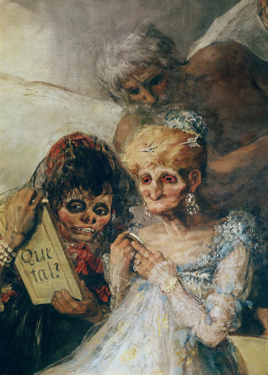 De gamle kvinders detalje af ansigterne, 1808-1812 olie på lærred af Francisco de Goya