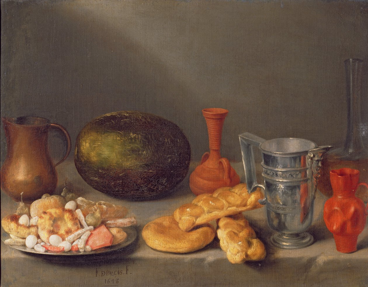 Stilleben med brød, 1648 af Francisco Palacios