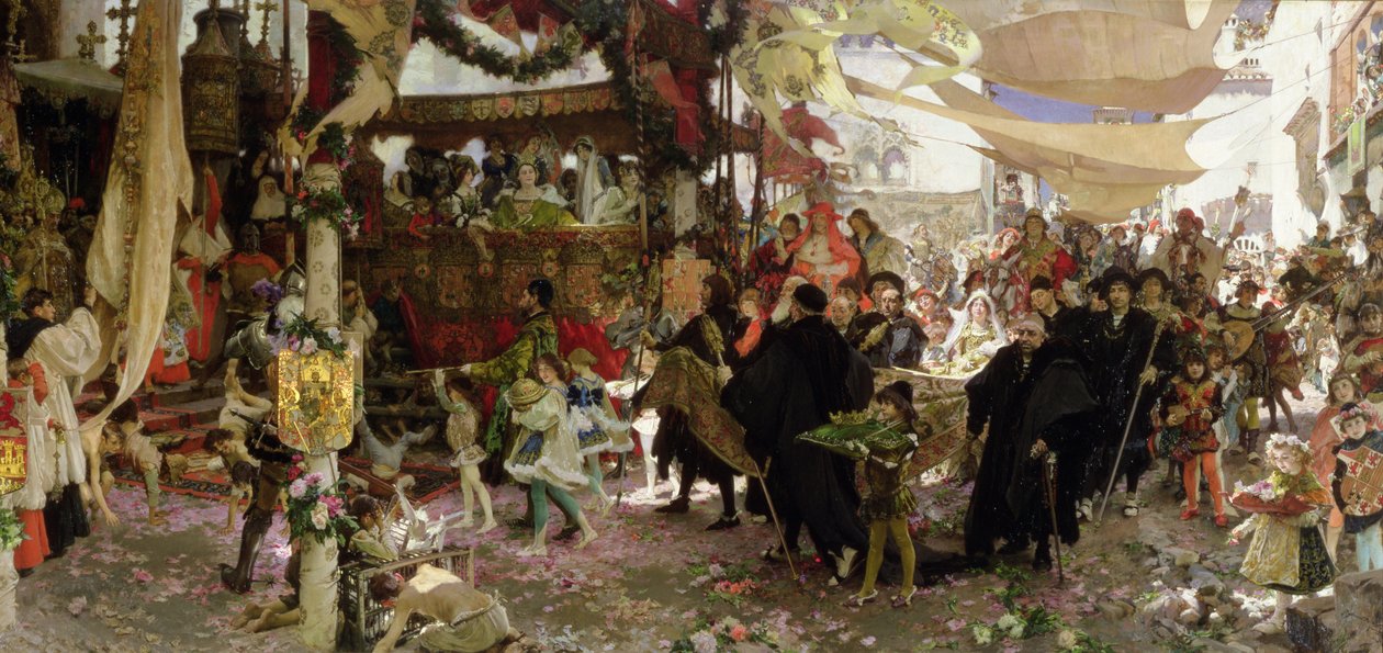 Prins Juans dåbsprocession i Sevilla af Francisco Pradilla y Ortiz