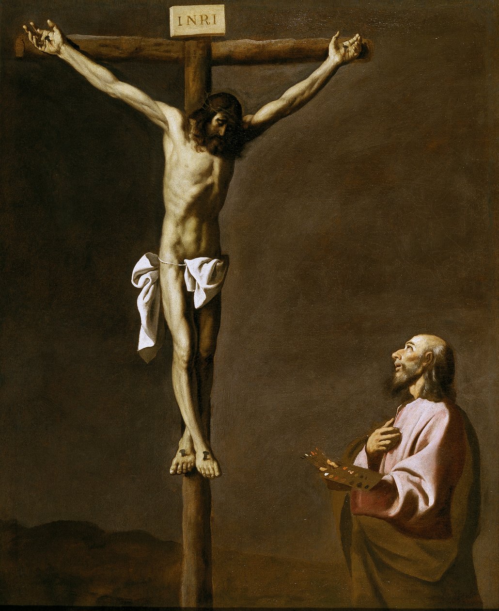 Saint Luke som maler, før Kristus på korset af Francisco de Zurbaran