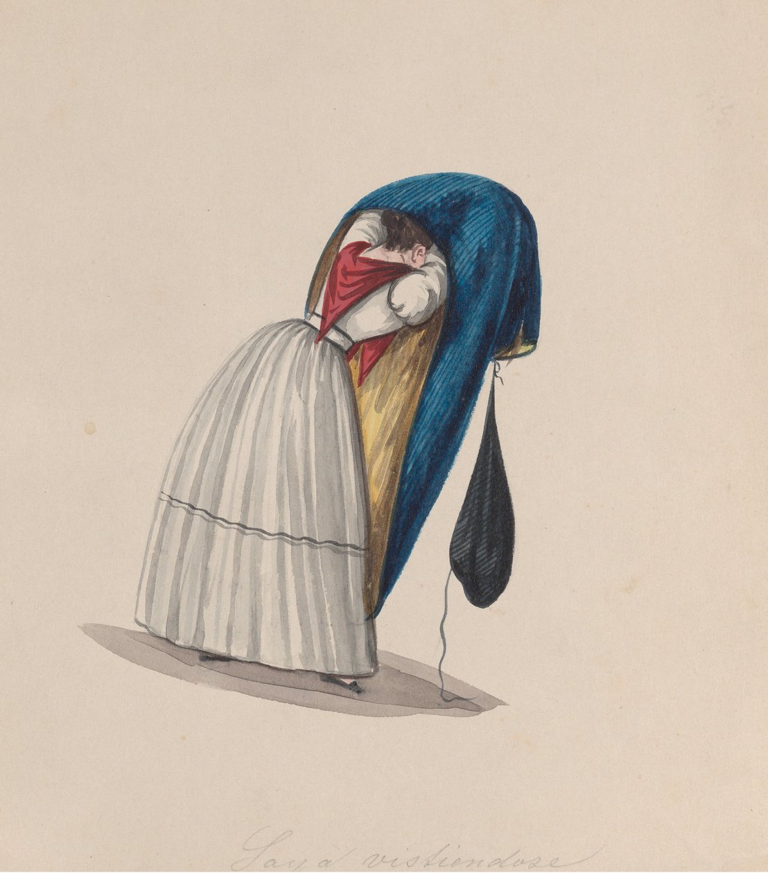 En kvinde, der går ind i sin saya set bagfra, fra en gruppe tegninger, der viser..., ca. 1848. af Francisco