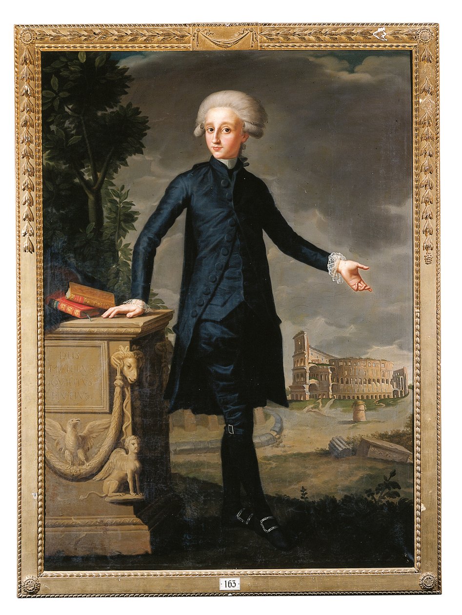 Portræt af Don Juan Despuig y Zaforteza, fuld længde, i sort jakkesæt, signeret og indskrevet af Francisco Agustín y Grande