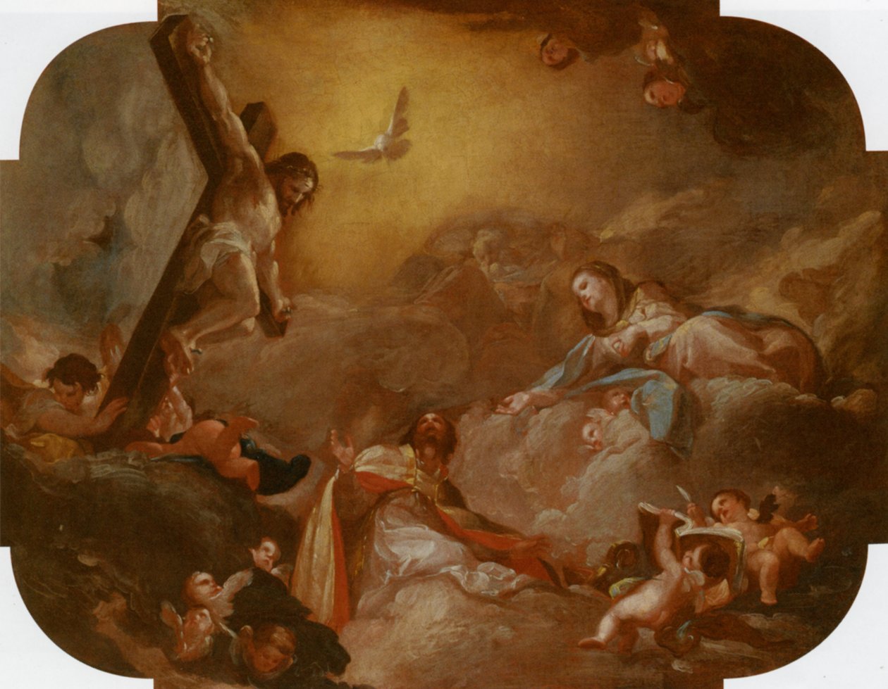 Sankt Augustin og jomfruen, der tilbeder den korsfæstede Kristus af Francisco Bayeu y Subias