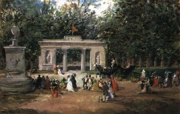 Porten til den botaniske have i Madrid fra Prado-museet af Francisco Domingo Marqués