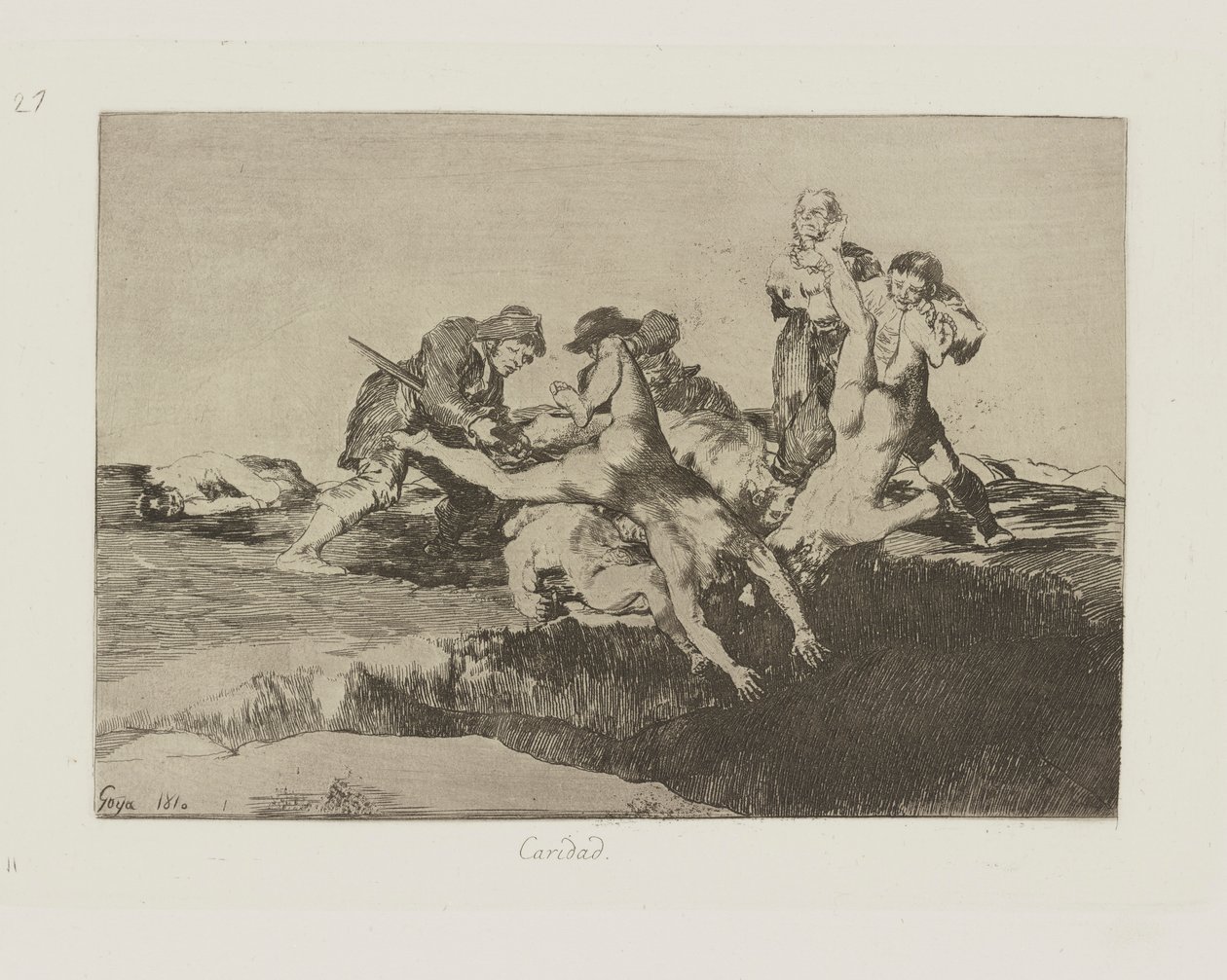 Velgørenhed. (velgørenhed.), pl. 27 fra serien The Disasters of War af Francisco de Goya