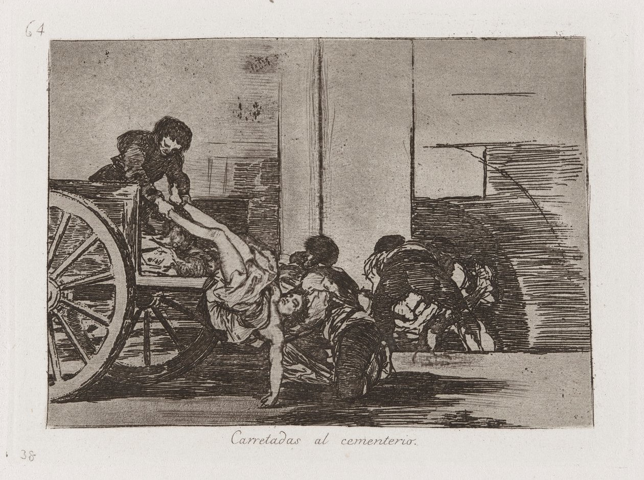 Vognladninger til kirkegården, plade 64 fra The Disasters of War af Francisco de Goya