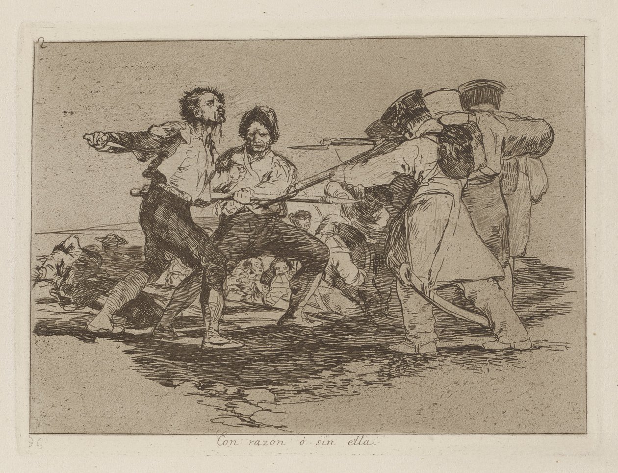 Med grund? uden hende (Ret eller Uret), pl. 2 fra serien The Disasters of War af Francisco de Goya