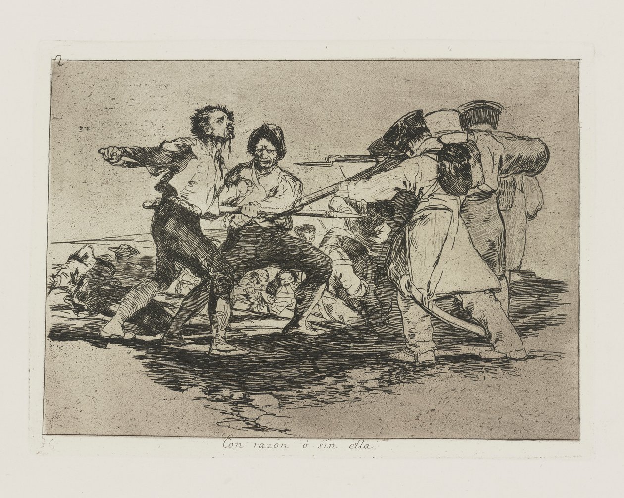 Med grund? uden hende. (Ret eller Uret.), Pl. 2 fra serien The Disasters of War af Francisco de Goya