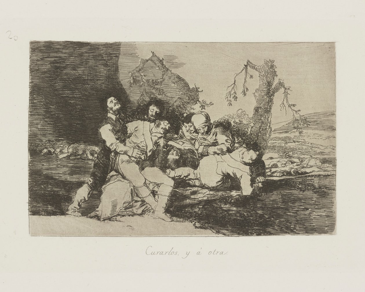 helbrede dem, og ? en anden. (Få dem godt, og videre til det næste.), pl. 20 fra serien The Disasters of War af Francisco de Goya