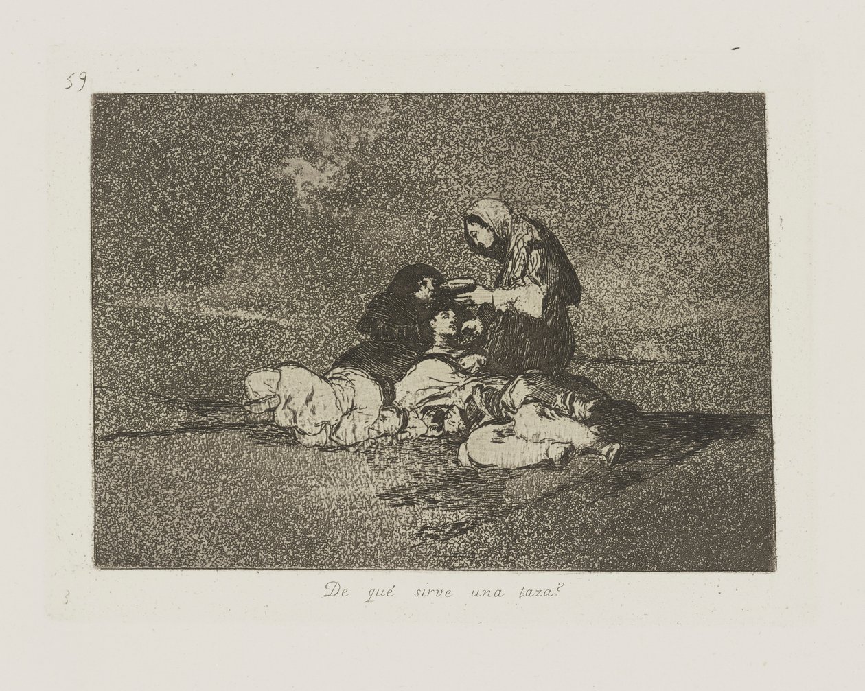 Af hvad? serverer en kop? (Hvad er brugen af ​​en kop?), pl. 59 fra serien The Disasters of War af Francisco de Goya