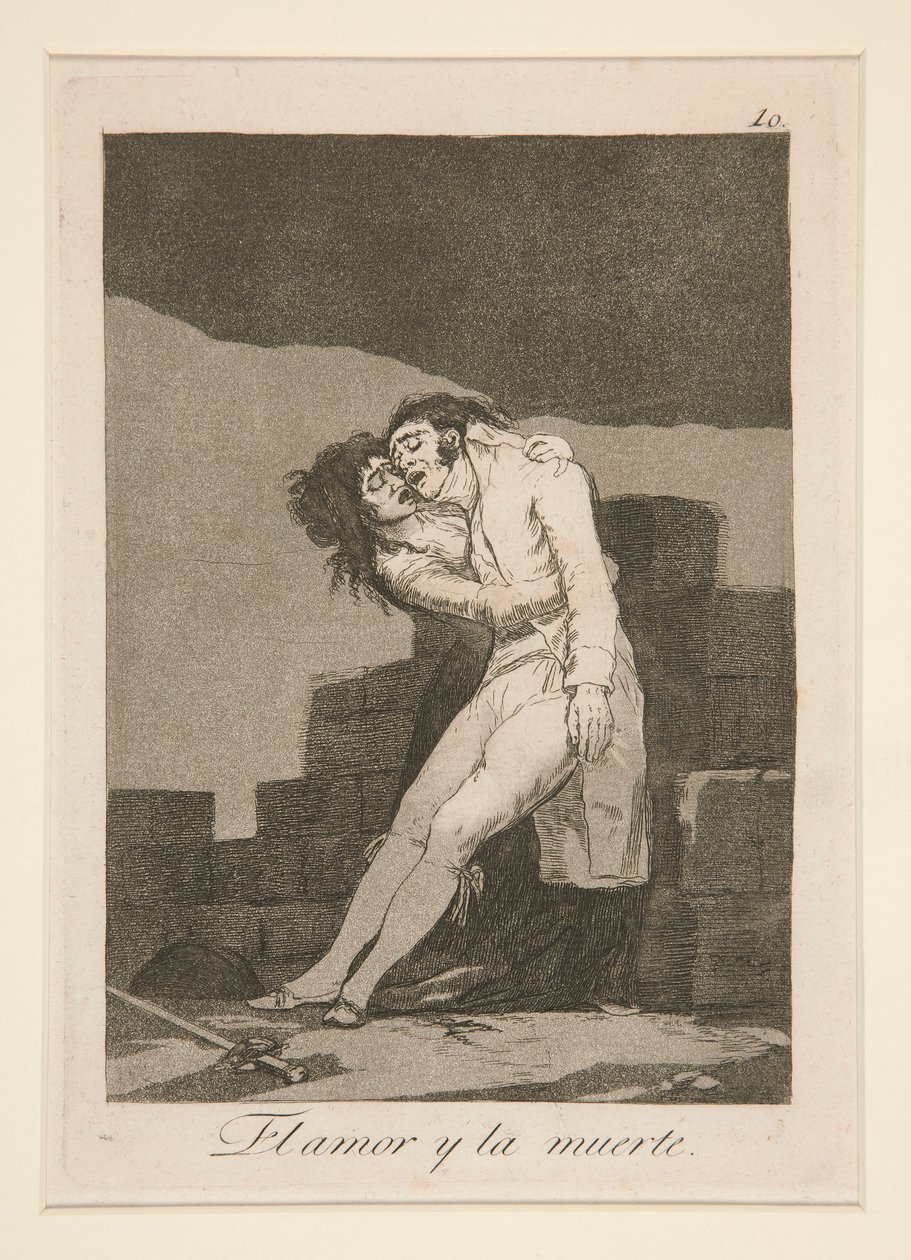 kærlighed og død (Love and Death), pl. 10 fra serien The Caprices af Francisco de Goya