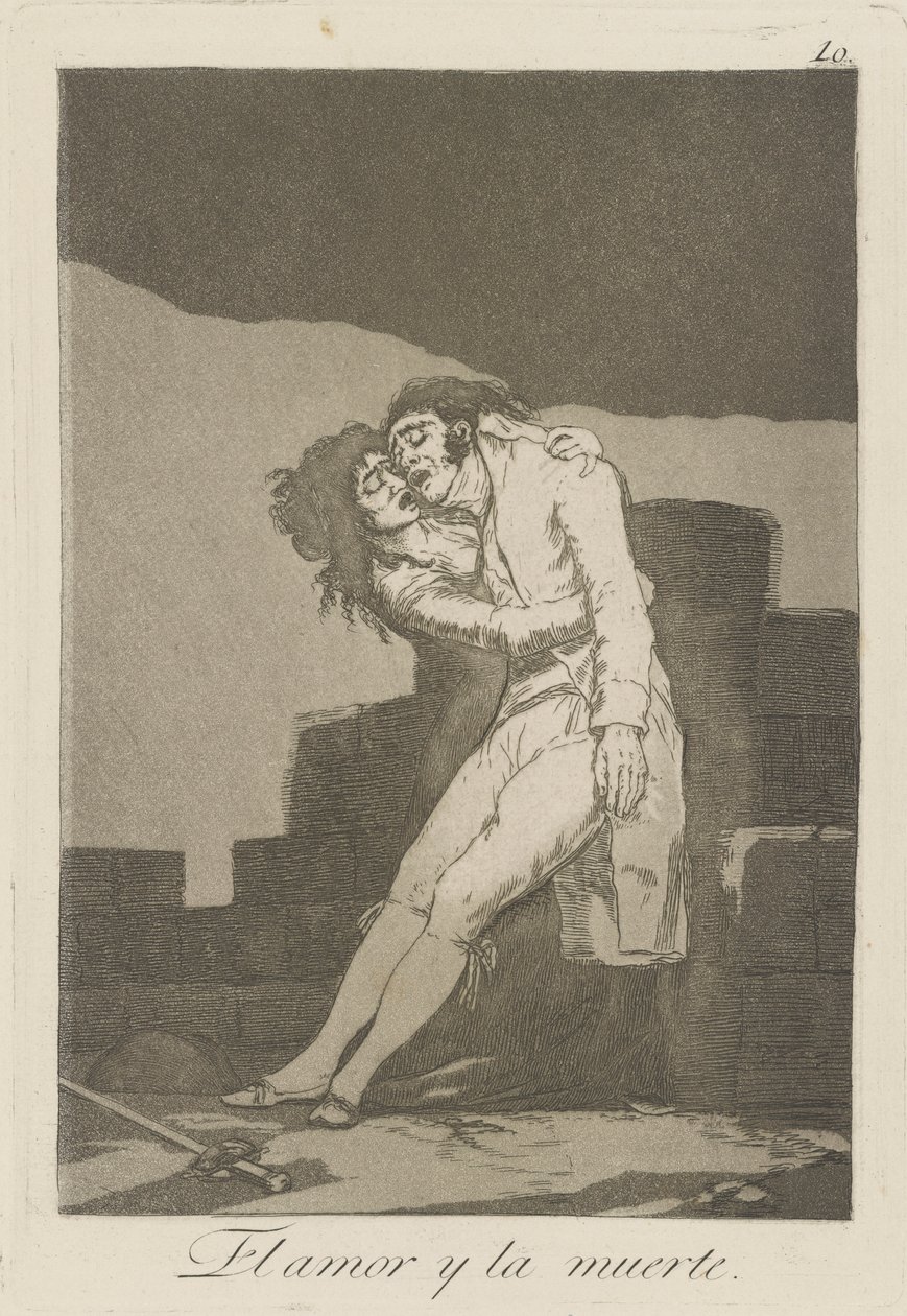 kærlighed og død (Kærlighed og Død.), Pl. 10 fra serien The Caprices af Francisco de Goya