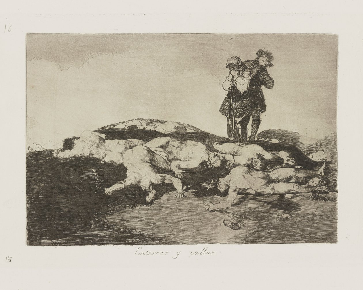 Begrav og hold kæft. (Begrav dem og vær stille.), pl. 18 fra serien The Disasters of War af Francisco de Goya