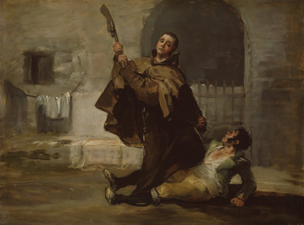 Broder Pedro klubber El Maragato med pistolens røv, ca. 1806. af Francisco de Goya