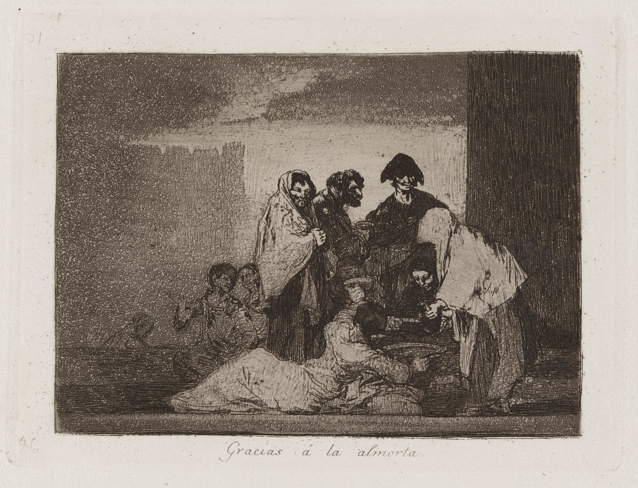 Tak skal du have ? la almorta (Thanks to the Millet), Plade 51 fra The Disasters of War af Francisco de Goya
