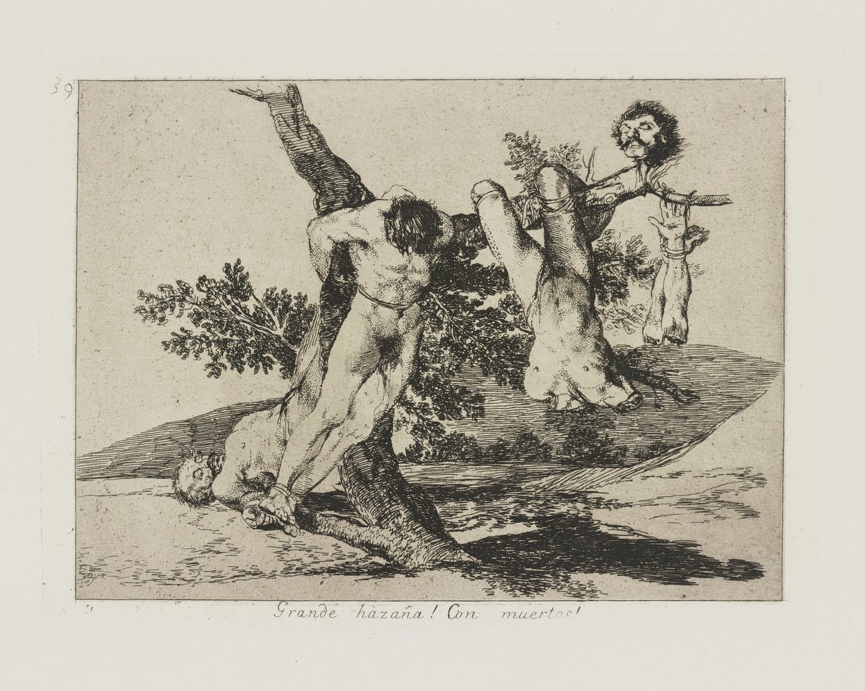 Stor bedrift?a! Med døde! (En heroisk bedrift! Med døde mænd!), pl. 39 fra serien The Disasters of War af Francisco de Goya
