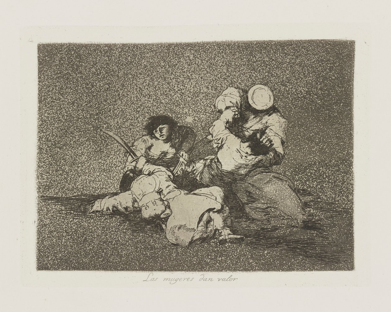 Kvinder giver værdi. (Kvinderne giver mod.), pl. 4 fra serien The Disasters of War af Francisco de Goya