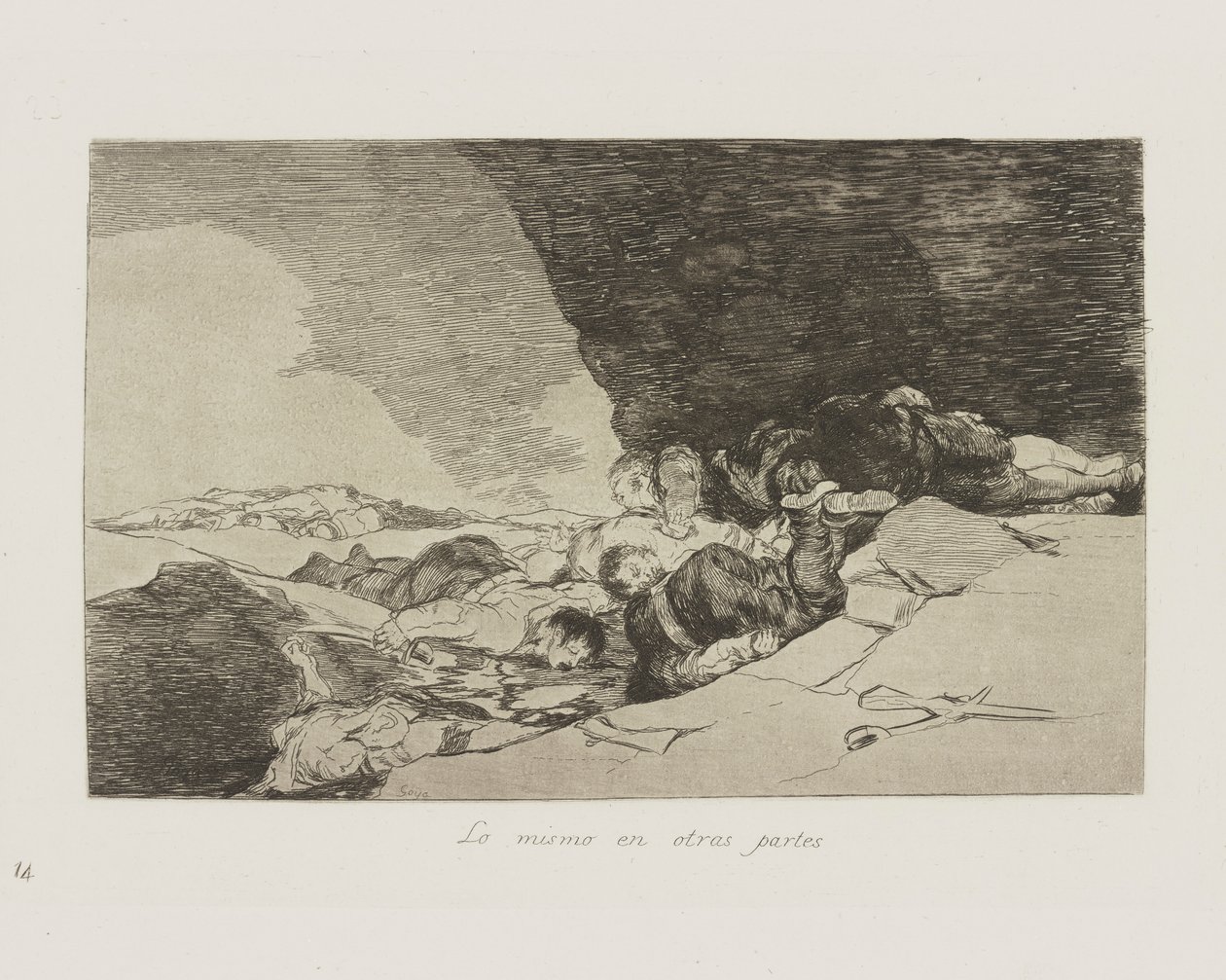 Det samme andre steder. (Det samme andetsteds.), pl. 23 fra serien The Disasters of War af Francisco de Goya
