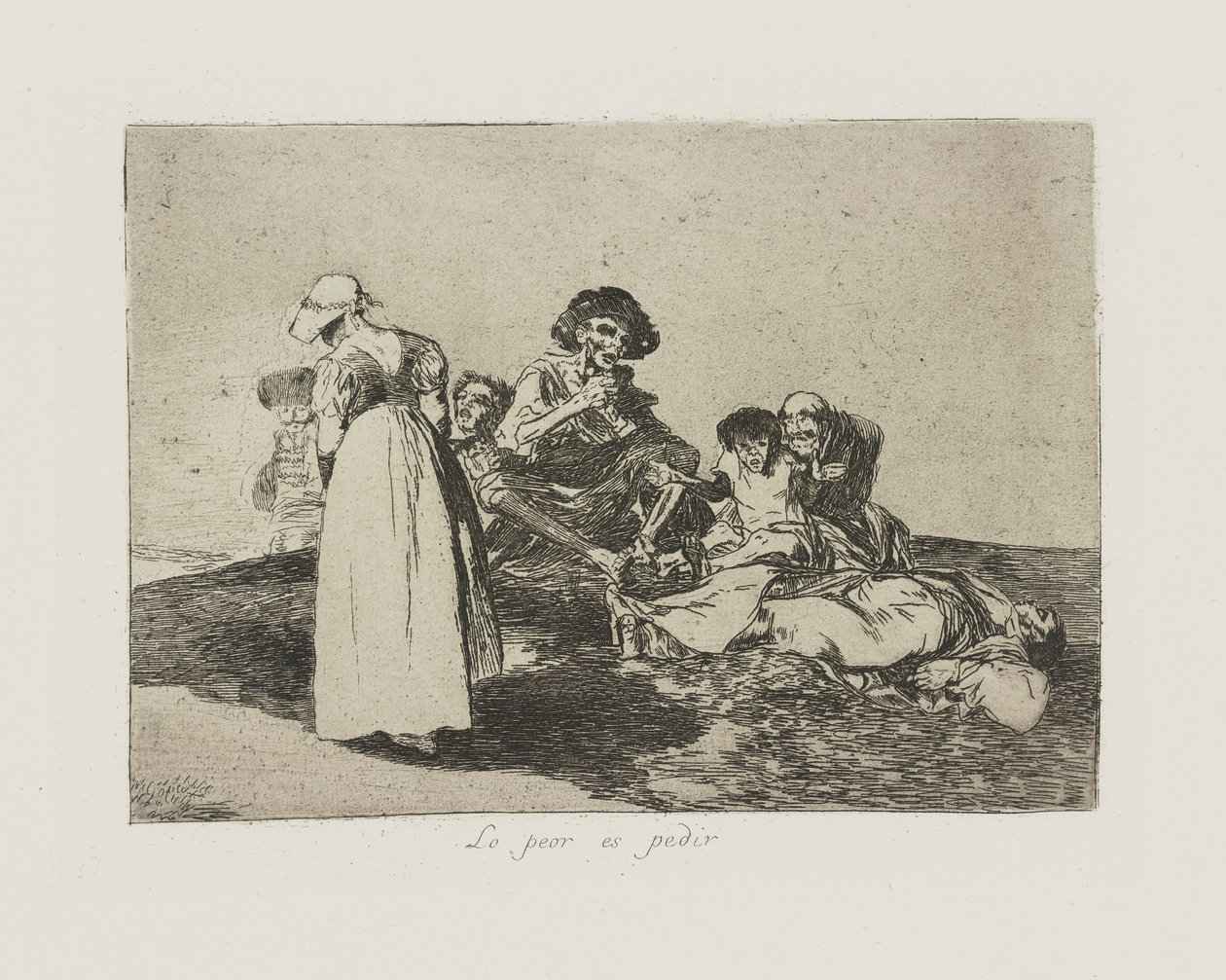Det værste er at spørge. (The Worst Is To Beg.), pl. 55 fra serien The Disasters of War af Francisco de Goya