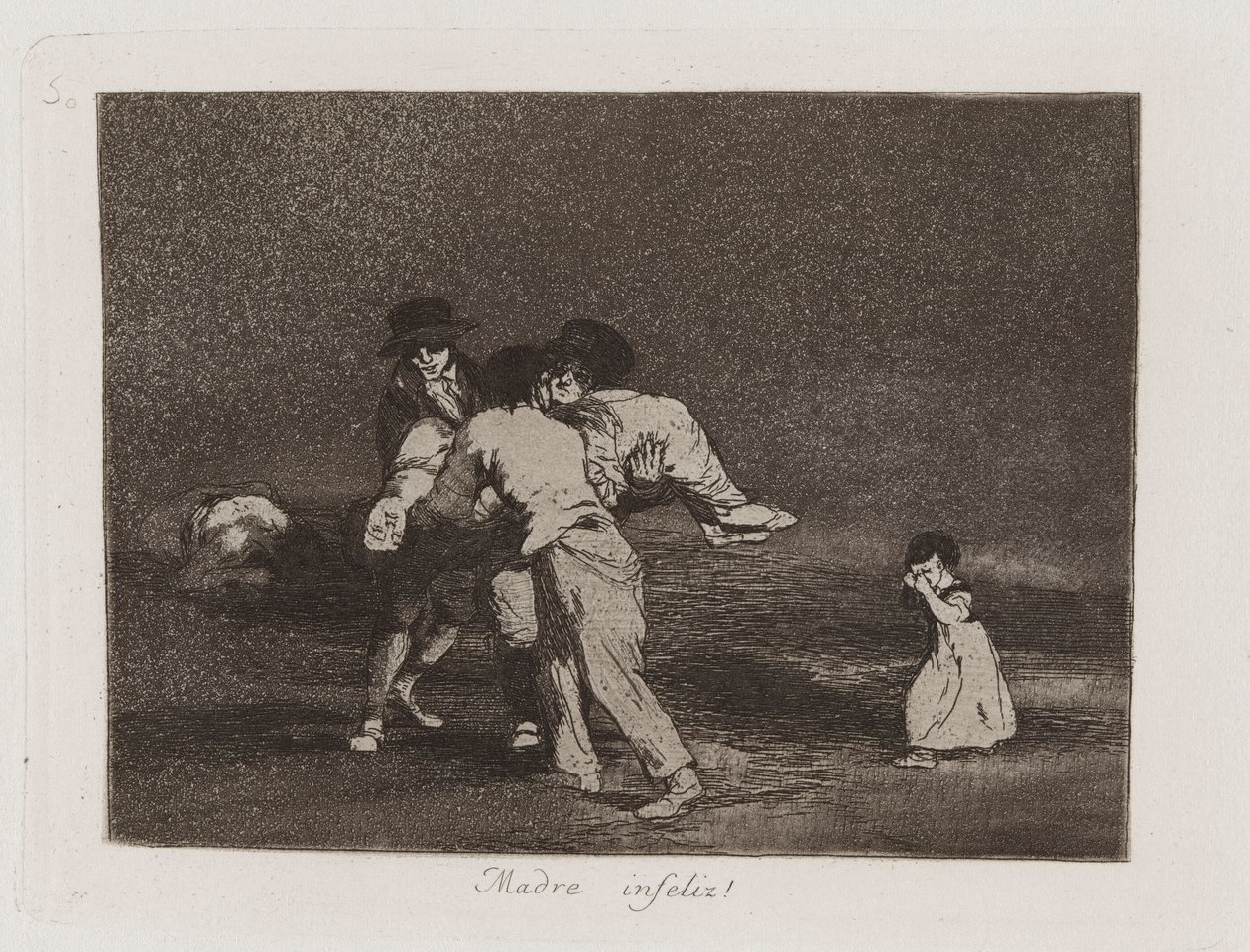 ulykkelig mor! (Ulykkelig mor!), Plade 50 fra The Disasters of War af Francisco de Goya