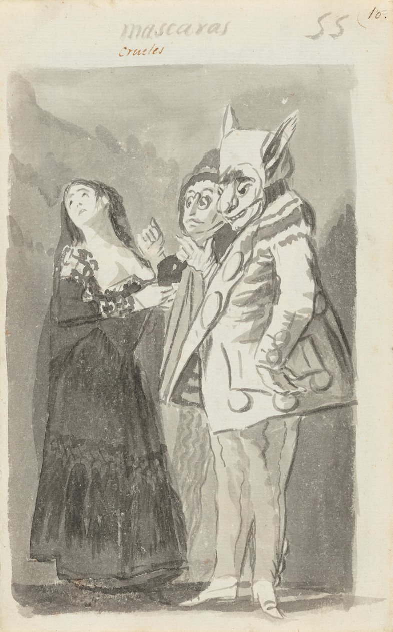 Mascaras crueles (Cruel Masks) [recto] af Francisco de Goya