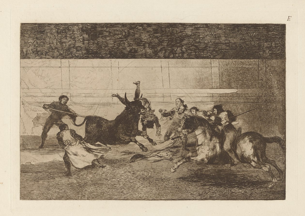The Death of Pepe Illo (Death of Pepe Illo, 2. komposition), plade E fra The Bull Maquia (3. udgave) af Francisco de Goya