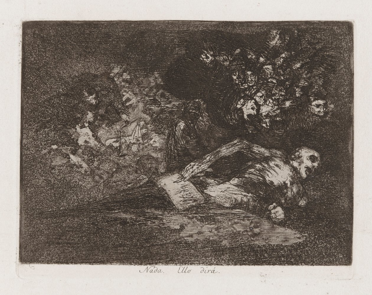 Nogen. [Ello dir?] (Nothing. The Event Will Tell), Plade 69 fra The Disasters of War af Francisco de Goya