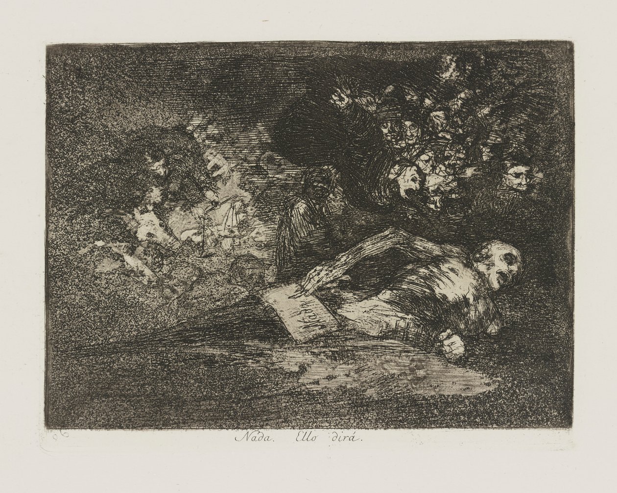 Nogen. vil det sige? (Intet. Begivenheden vil fortælle.), pl. 69 fra serien The Disasters of War af Francisco de Goya