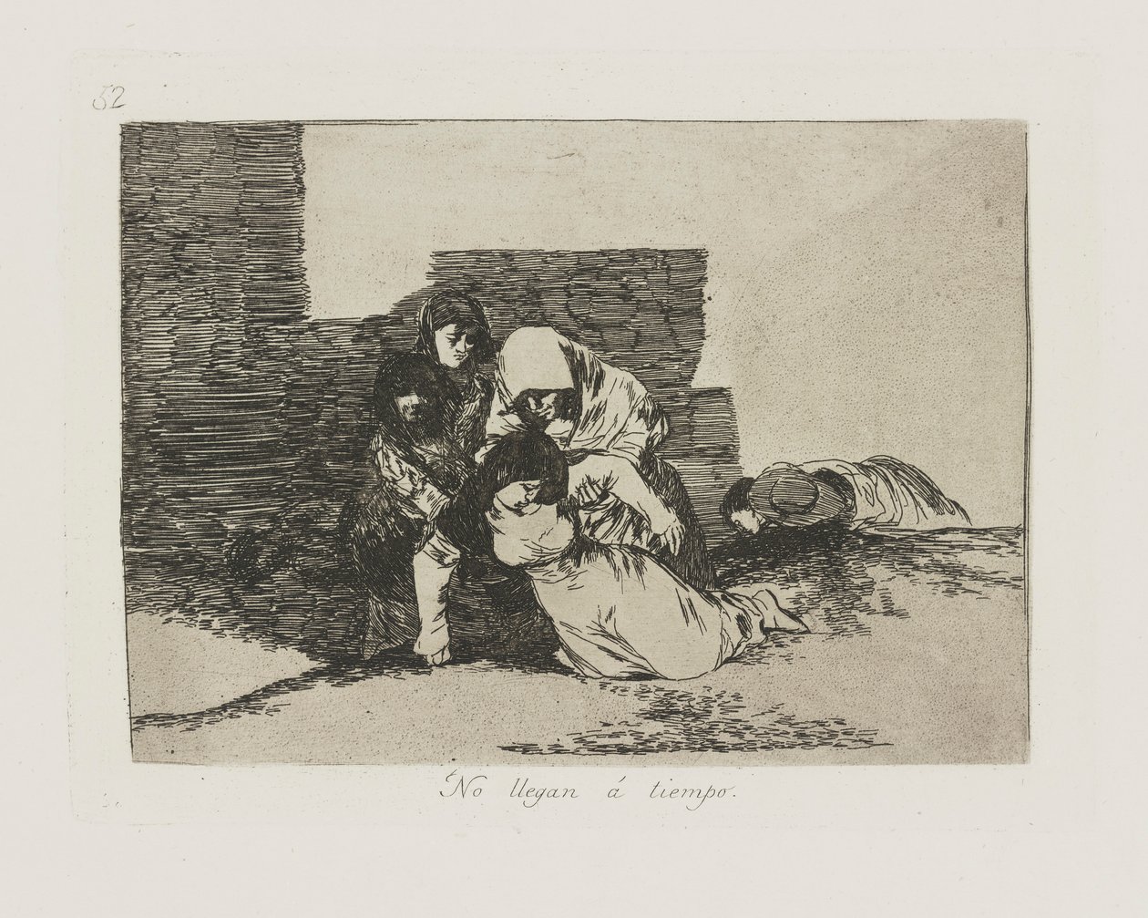 Kommer de ikke? vejr. (De ankommer ikke i tide.), pl. 52 fra serien The Disasters of War af Francisco de Goya