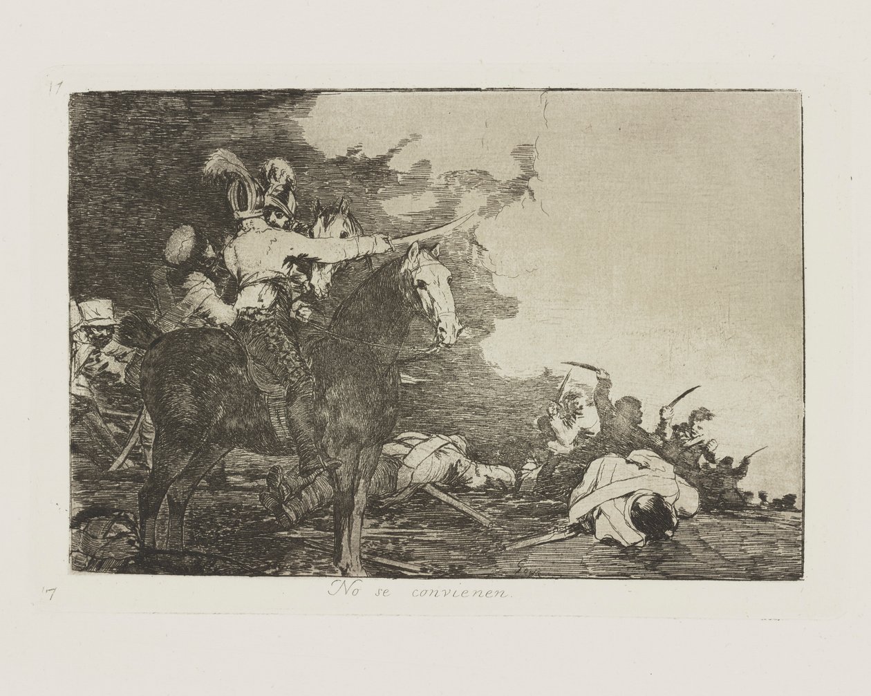 De er ikke enige. (De er ikke enige.), pl. 17 fra serien The Disasters of War af Francisco de Goya