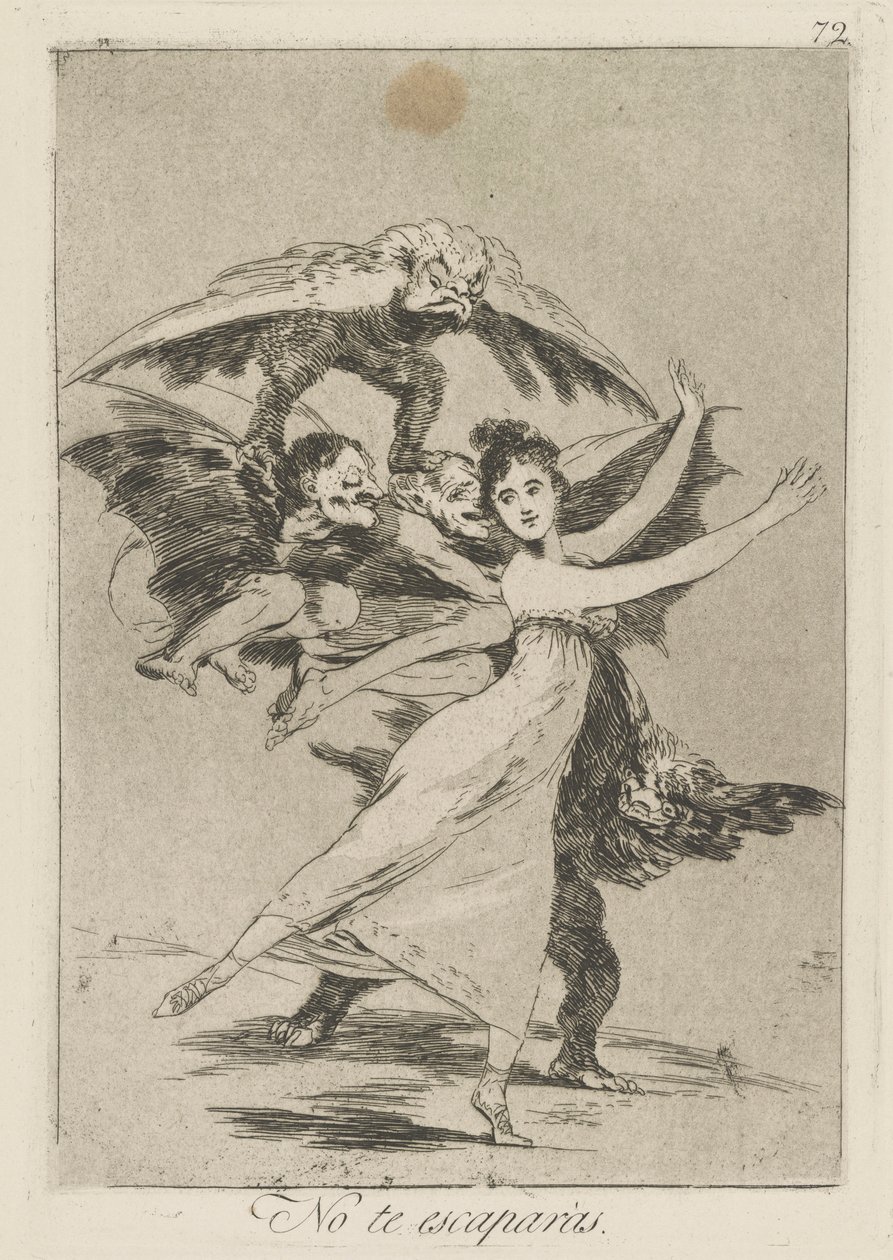 Ingen te escapr?s. (Du vil ikke undslippe.), pl. 72 fra serien Los caprichos af Francisco de Goya