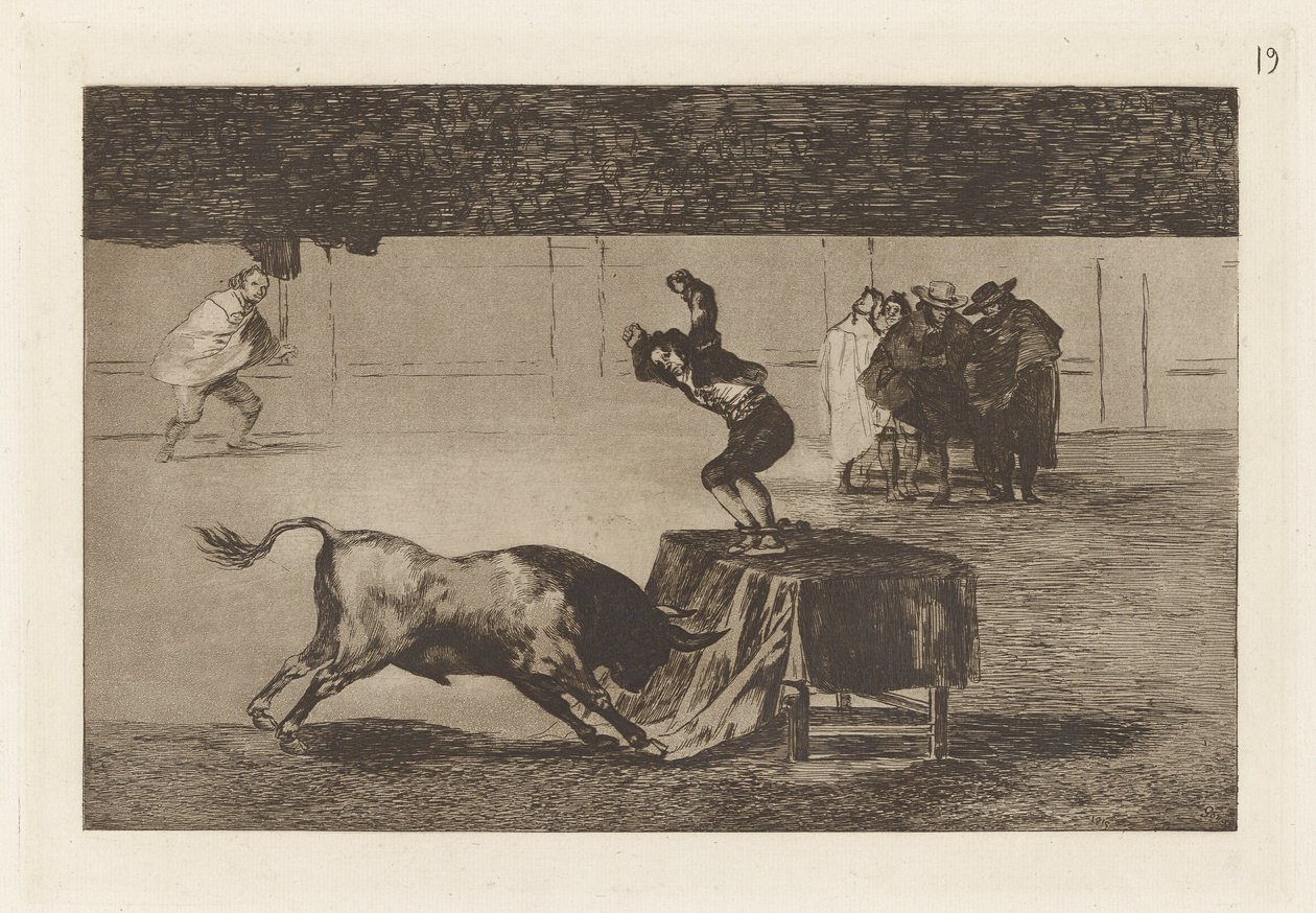 Endnu en galskab af ham på samme firkant (Another Madness of his in the Same Ring), tavle 19 fra La tauromaquia af Francisco de Goya