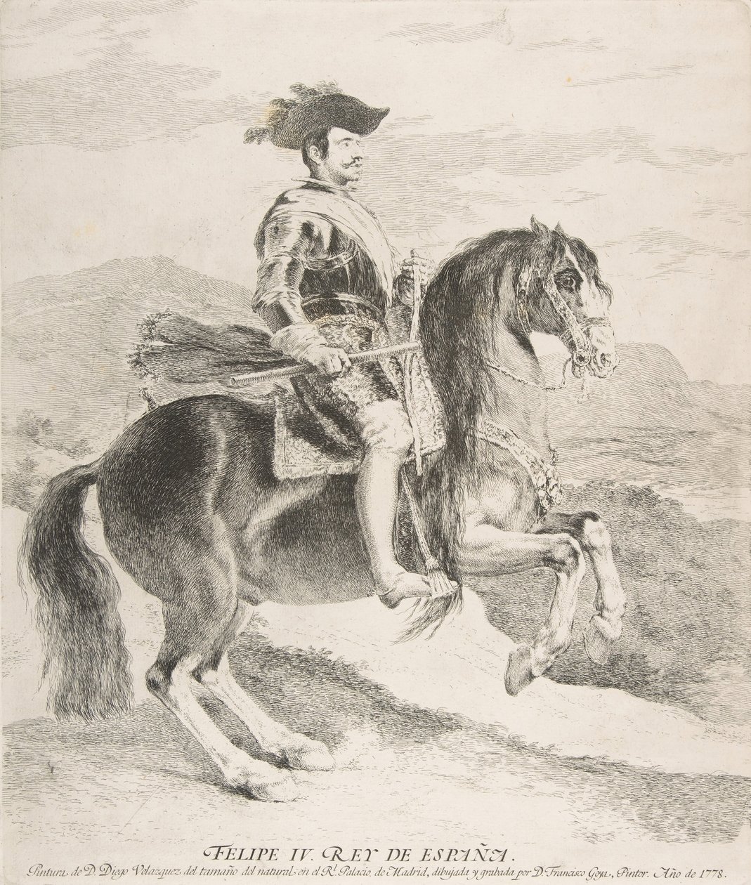 Filip IV til hest, efter Velázquez, 1778. af Francisco de Goya