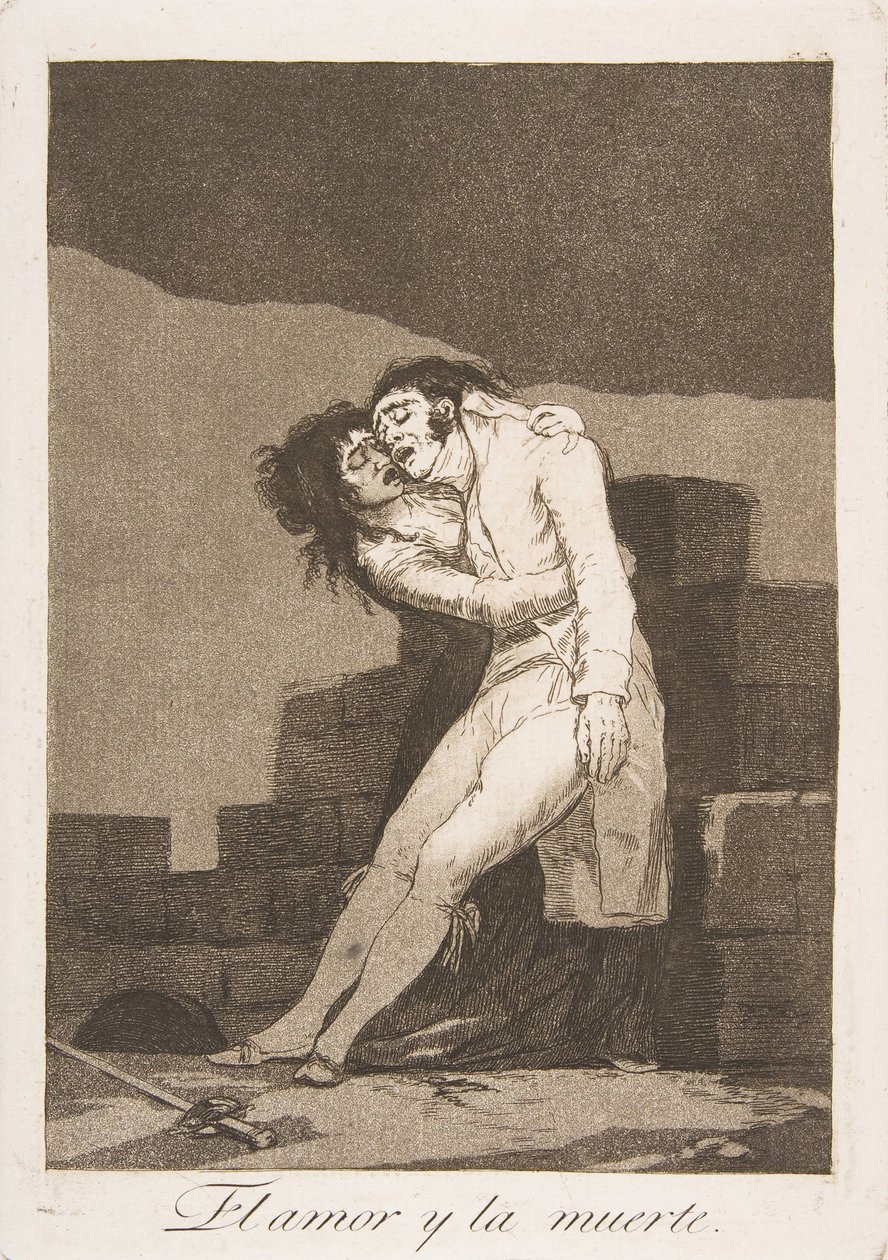 Plade 10 fra Los Caprichos: Kærlighed og død Kærlighed og død, 1799. af Francisco de Goya