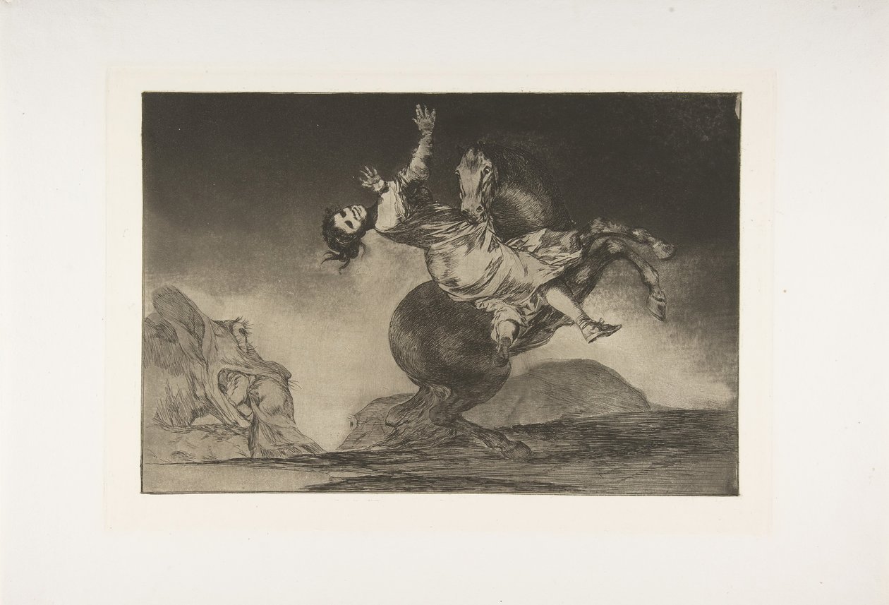Plade 10 fra Disparates: Hestebortføreren, ca. 1816-23 udgivet 1864. af Francisco de Goya