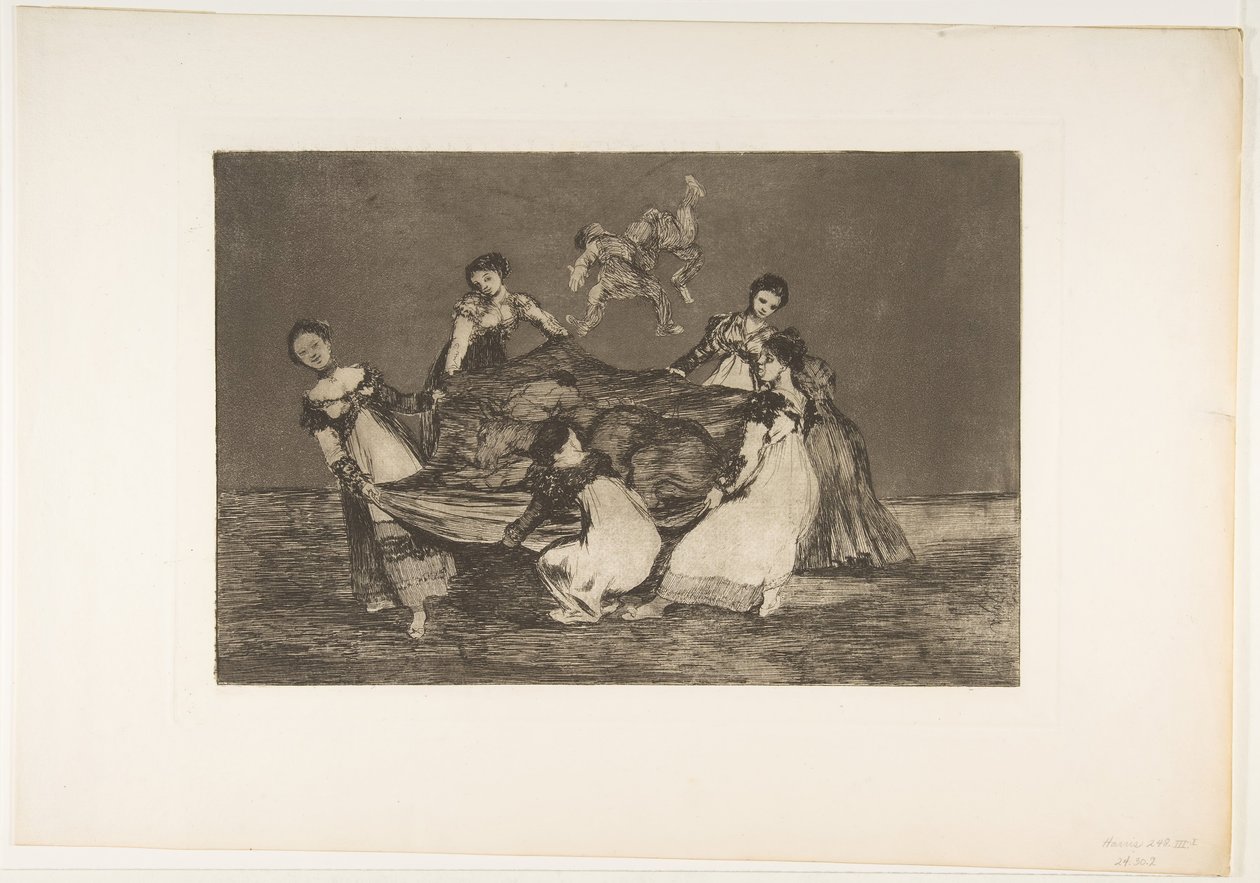 Plade 1 fra Disparates: Feminin dårskab., ca. 1816-23 udgivet 1864. af Francisco de Goya