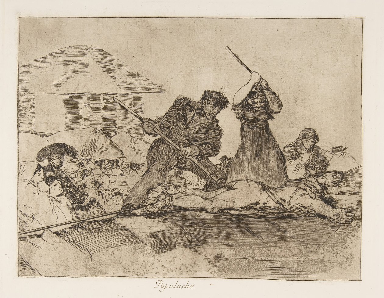 Plade 28 fra The Disasters of War Los Desastres de la Guerra: Rabbl..., 1810 udgivet 1863. af Francisco de Goya