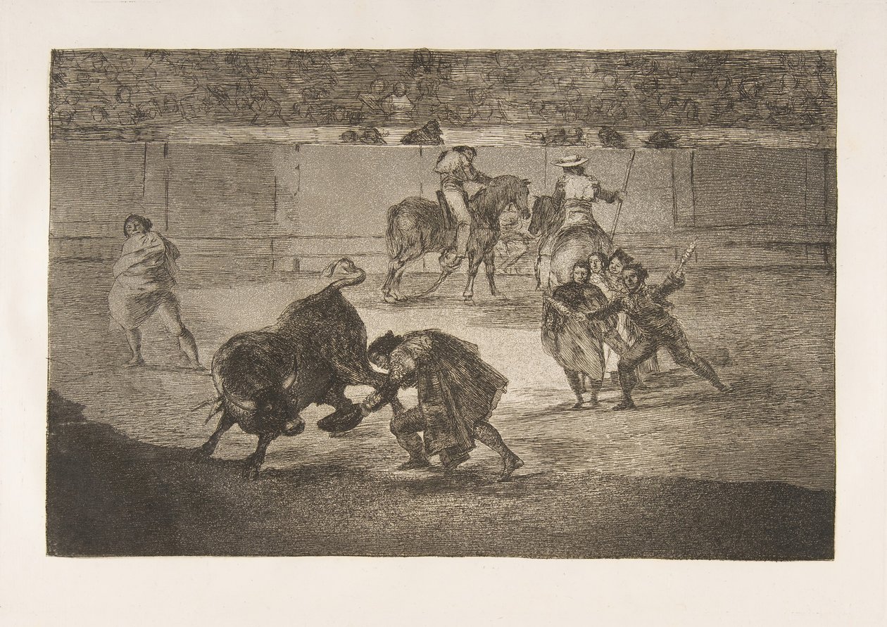 Tauromachia-plade 29: Pepe Illo passerer snittet., af Francisco de Goya