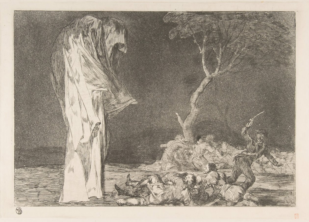 Plade 2 fra Disparates: Folly of Fear, ca. 1816-23 udgivet ca. 1848. af Francisco de Goya