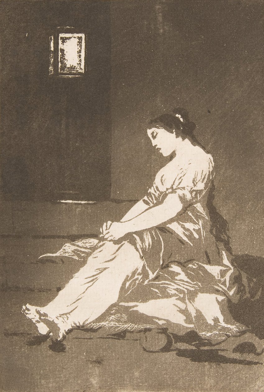 Plade 32 fra Los Caprichos: Fordi hun var modtagelig., 1799. af Francisco de Goya