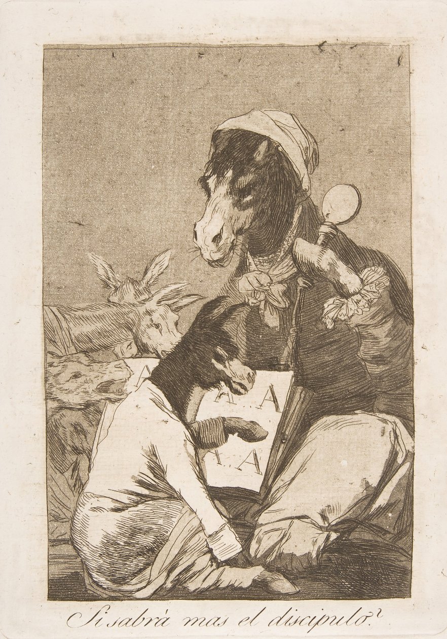 Plade 37 fra The Whims: Kan eleven ikke vide mere, hvis disciplen skal vide mere, 1799. af Francisco de Goya