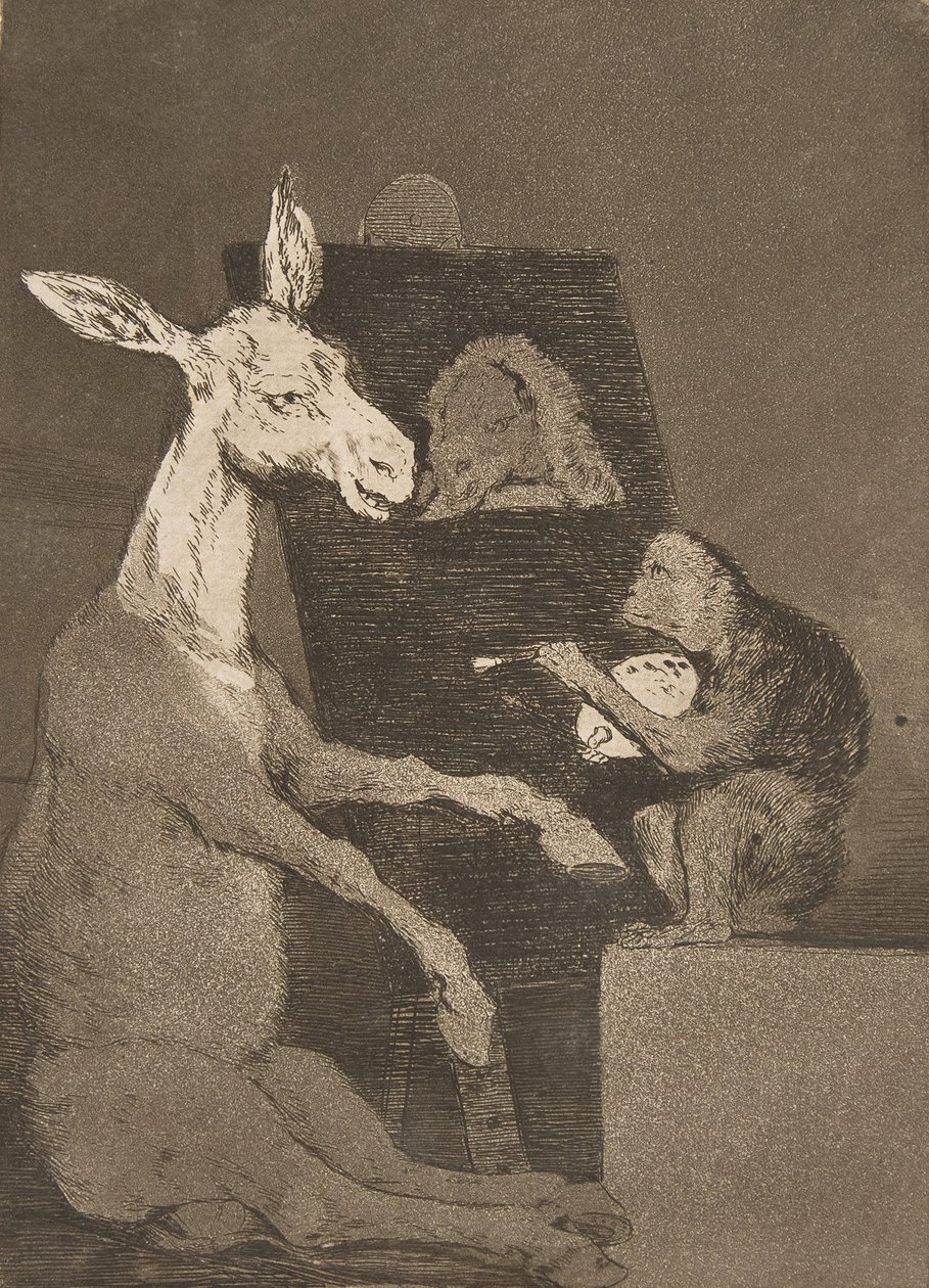 Tavle 41 fra Los Caprichos: Hverken mere eller mindre Ni mas ni menos., 1799. af Francisco de Goya