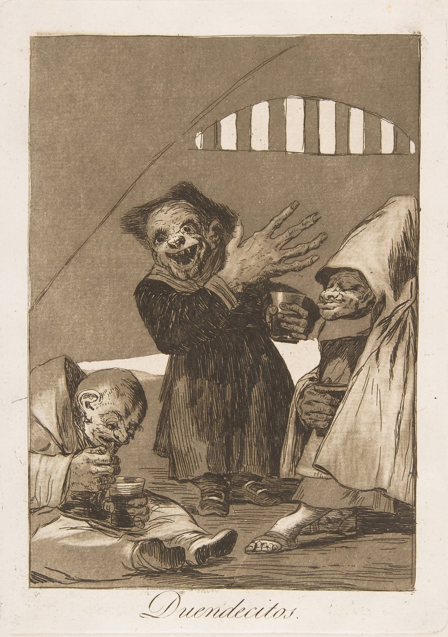 Plade 49 fra Los Caprichos: Hobgoblins Duendecitos., 1799. af Francisco de Goya