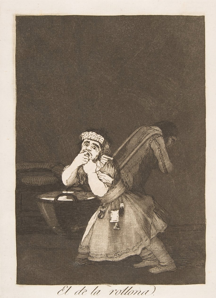 Plade 4 fra Los Caprichos: Nannys dreng El de la rollona., 1799. af Francisco de Goya