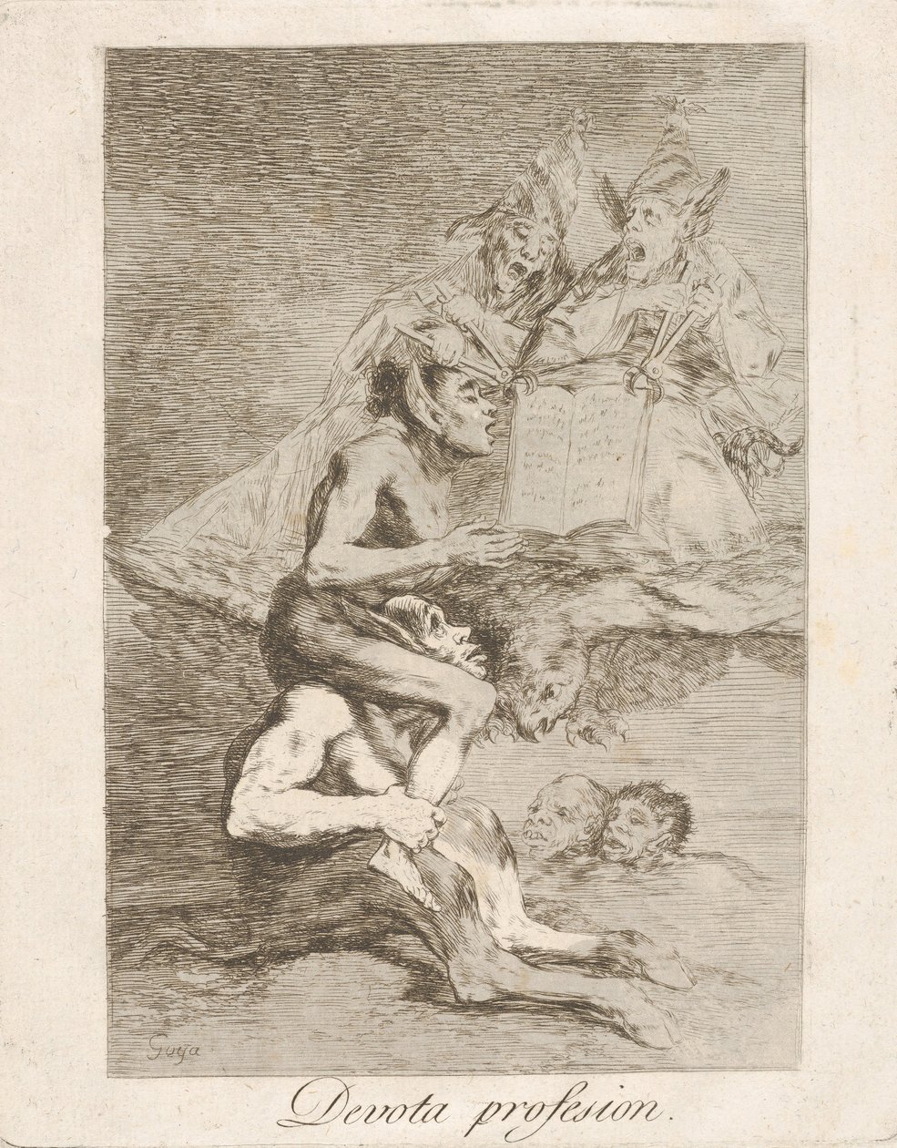 Tavle 70 fra Los Caprichos: Devout Profession Devota profession., 1799. af Francisco de Goya