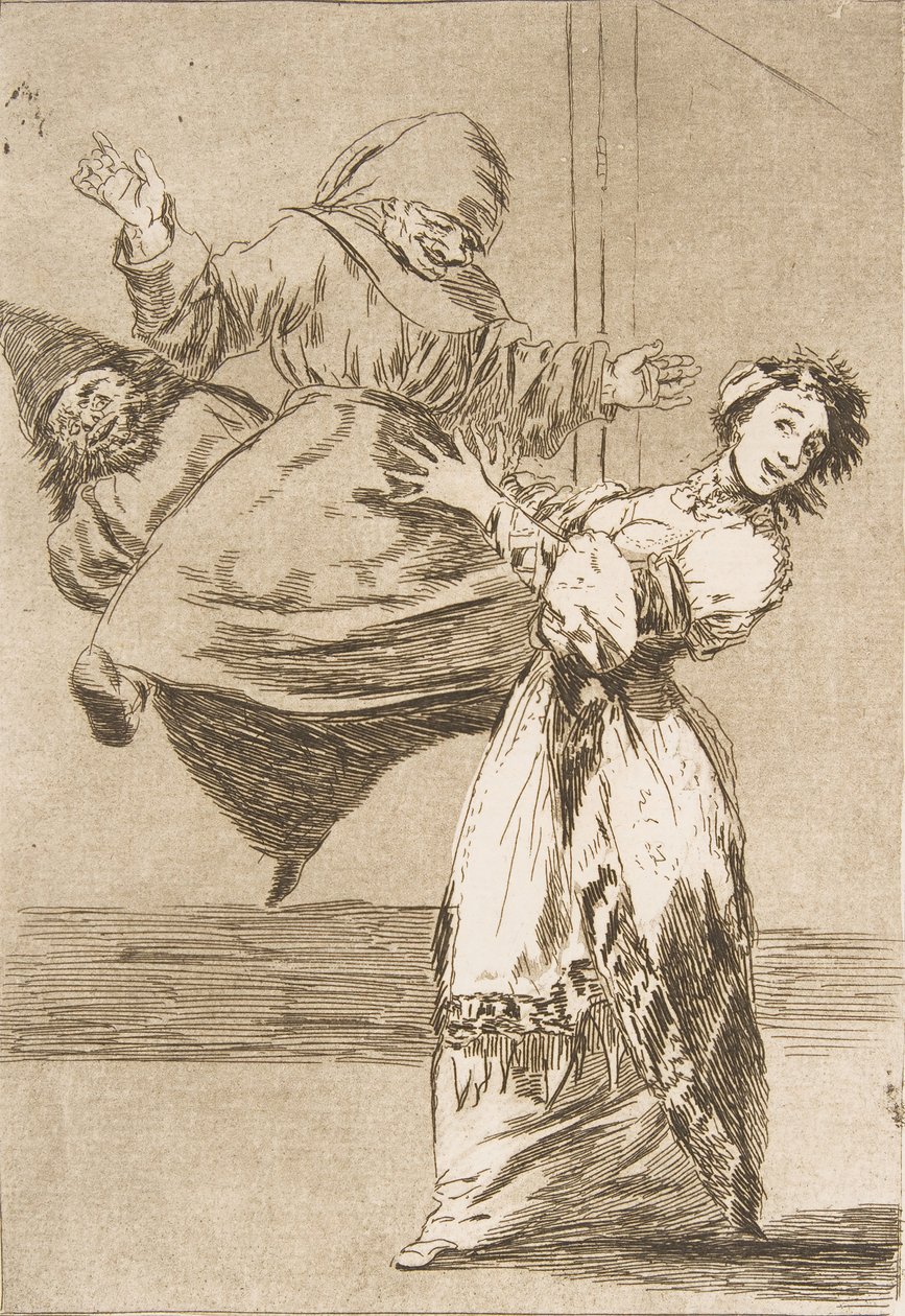 Plade 74 fra Los Caprichos: Dont scream, stupid No grites, tonta, 1799. af Francisco de Goya